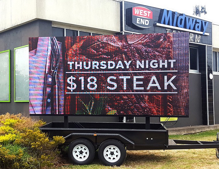 Midway Tavern hotel in Elizabeth is using our 16.5sqm LED Screen for displaying their latest promotional offers