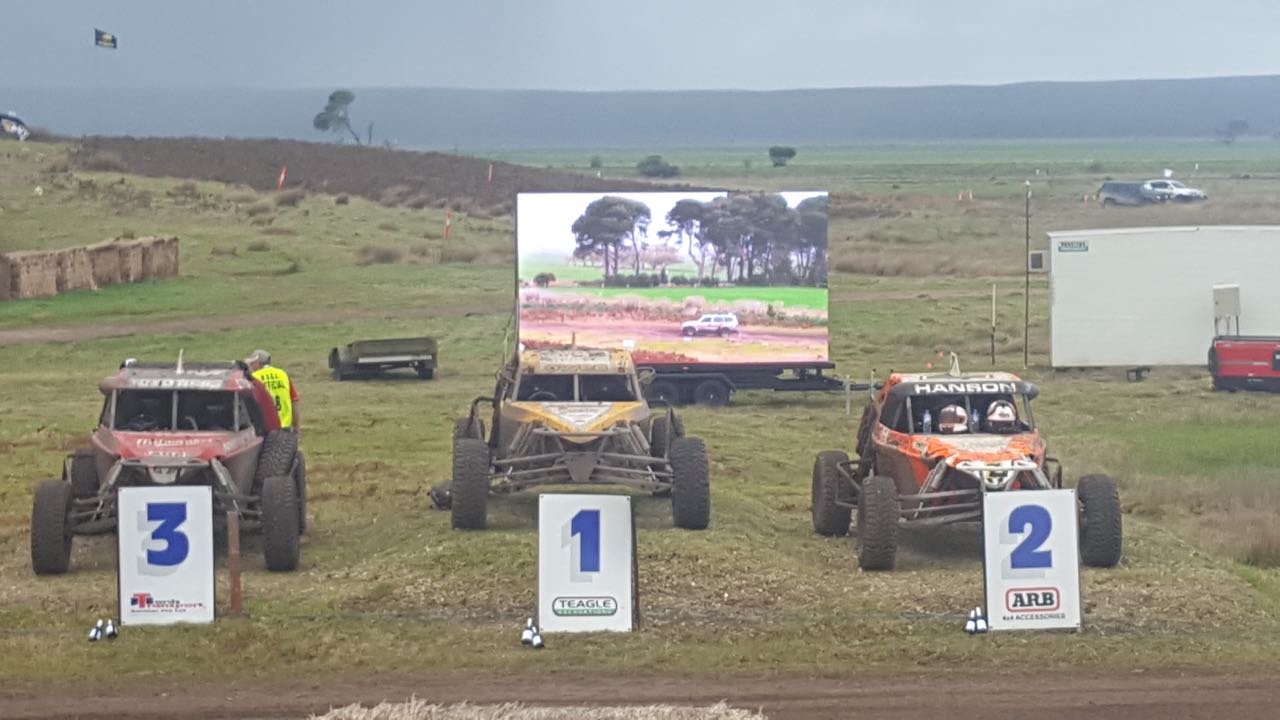 An event like the Pines Auto Enduro 2017 required our IP65 water rating, 16.5sqm, 5.9mm pixel pitch LED Screens to withstand the excitement of off-road dirt racing in unpredictable weather conditions in Mount Gambier