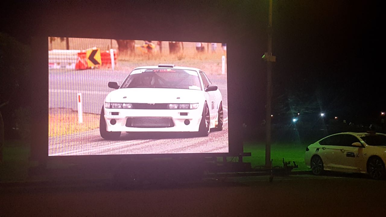 Big Vision Screen's LED screen mounted on our mobile trailer for City Discount Tyres' display at The Bend Motorsport Park in Tailem Bend (SA)